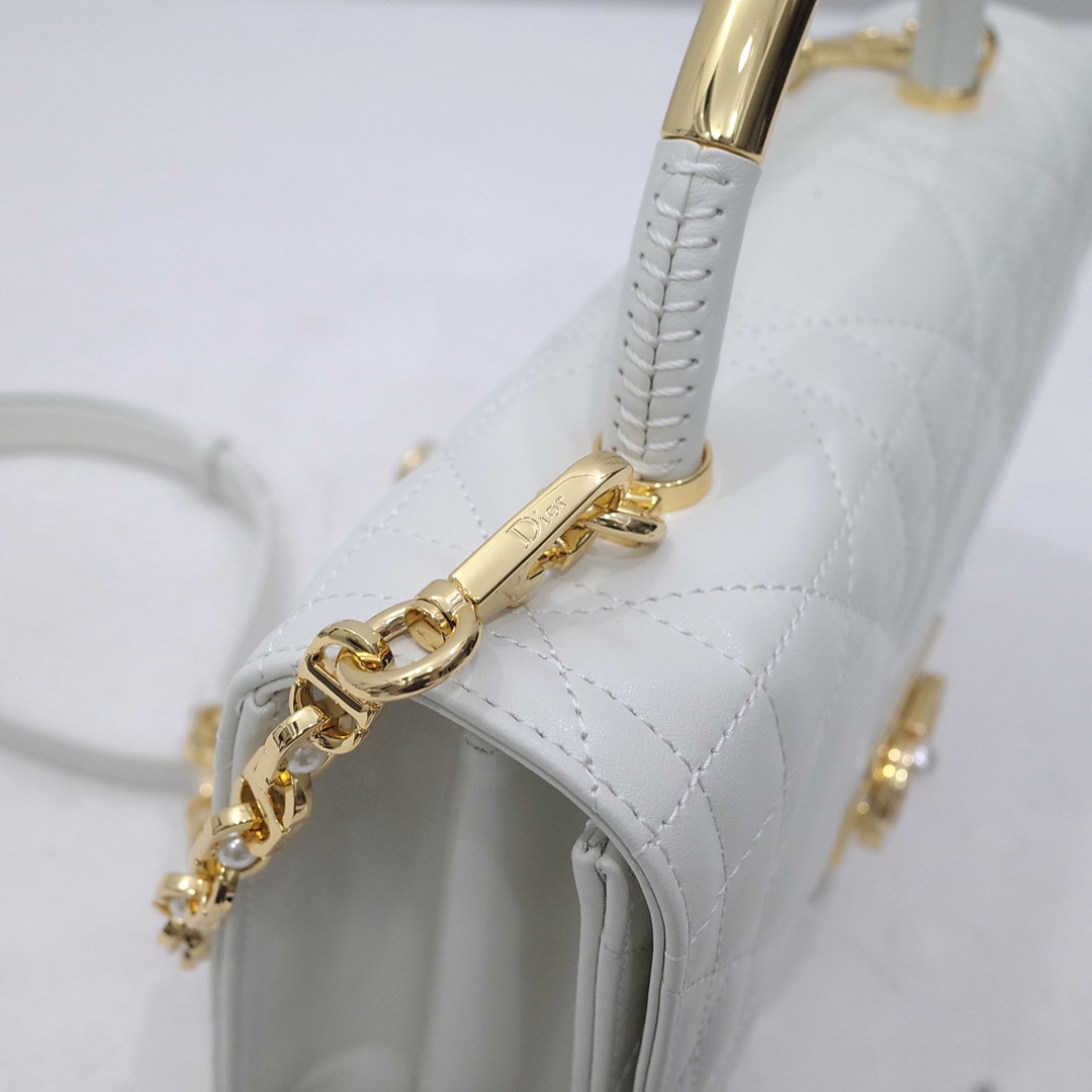 Medium Dior Ange Bag White Macrocannage Lambskin